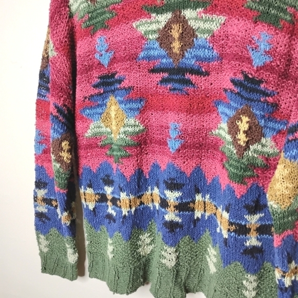 Robert Scott Vintage 90s Hand Knit Sweater Earthy Folk Art Craftcore Size Small - Picture 3 of 8